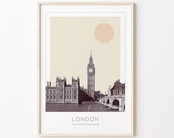 London Poster Print, London Travel Poster, London Minimalistic Wall Art, London, United Kingdom