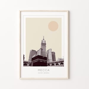 Mecca Poster Print, Mecca Travel Poster, Mecca Minimalistic Wall Art, Mecca, Saudi Arabia