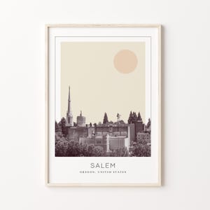 Salem Poster Print, Salem Travel Poster, Salem Minimalistic Wall Art, Salem, Oregon, United States