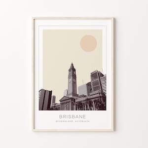 Brisbane Poster Print, Brisbane Travel Poster, Brisbane Minimalistic Wall Art, Brisbane, Queensland, Australia