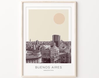 Impression d&#39;affiche de Buenos Aires, affiche de voyage de Buenos Aires, art mural minimaliste de Buenos Aires, Buenos Aires, Argentine