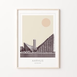 Aarhus Poster Druck, Aarhus Reiseplakat, Aarhus Minimalistische Wandkunst, Aarhus, Dänemark
