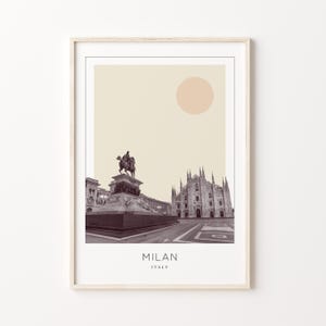 Milan Poster Print, Milan Travel Poster, Milan Minimalistic Wall Art, Milan, Italy