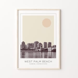 West Palm Beach Poster Print, West Palm Beach Travel Poster, West Palm Beach Minimalistic Wall Art, West Palm Beach, Florida, United States
