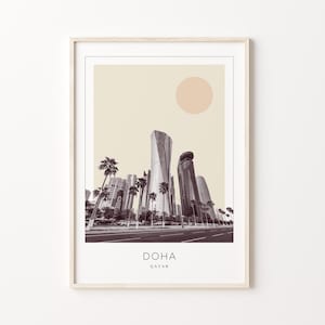 Doha Poster Print, Doha Travel Poster, Doha Minimalistic Wall Art, Doha, Qatar