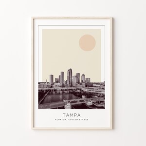 Tampa Poster Print, Tampa Travel Poster, Tampa Minimalistic Wall Art, Tampa, Florida, United States