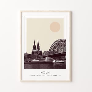 Köln Poster Druck, Köln Reiseplakat, Köln Minimalistische Wandkunst, Köln, NRW, Deutschland