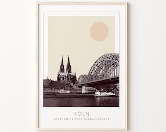 Köln Poster Print, Köln Travel Poster, Köln Minimalistic Wall Art, Köln, North Rhine-Westphalia, Germany