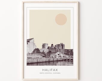 Halifax Poster Print, Halifax Travel Poster, Halifax Minimalistic Wall Art, Halifax, Nova Scotia, Canada