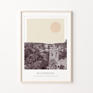 Riverside Poster Print, Riverside Travel Poster, Riverside Minimalistic Wall Art, Riverside, California, United States
