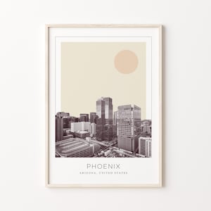 Phoenix-posterafdruk, Phoenix-reisposter, Phoenix minimalistische muurkunst, Phoenix, Arizona, Verenigde Staten