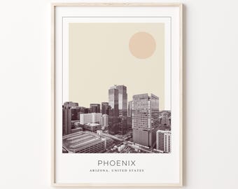 Phoenix Poster Print, Phoenix Travel Poster, Phoenix Minimalistic Wall Art, Phoenix, Arizona, United States