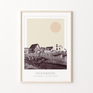 Oceanside Poster Print, Oceanside Travel Poster, Oceanside Minimalistic Wall Art, Oceanside, California, United States