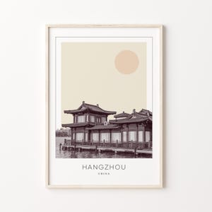 Hangchuu Poster Druck, Hangxiu Reiseplakat, Hangzuu Minimalistische Wandkunst, Hangzuu, China