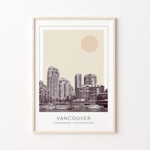 Vancouver Poster Print, Vancouver Travel Poster, Vancouver Minimalistic Wall Art, Vancouver, Washington, United States