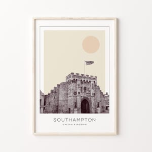 Southampton Poster Print, Southampton Travel Poster, Southampton Minimalistic Wall Art, Southampton, United Kingdom