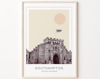 Southampton Poster Print, Southampton Travel Poster, Southampton Minimalistic Wall Art, Southampton, United Kingdom