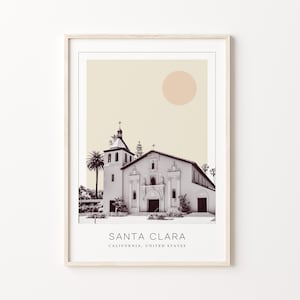 Santa Clara Poster Print, Santa Clara Travel Poster, Santa Clara Minimalistic Wall Art, Santa Clara, California, United States