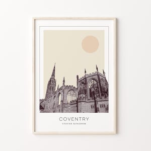 Coventry Poster Print, Coventry Travel Poster, Coventry Minimalistic Wall Art, Coventry, United Kingdom