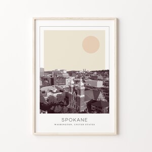 Spokane Poster Print, Spokane Travel Poster, Spokane Minimalistic Wall Art, Spokane, Washington, United States