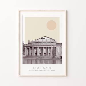 Stuttgart Poster Print, Stuttgart Travel Poster, Stuttgart Minimalistic Wall Art, Stuttgart, Baden-Württemberg, Germany