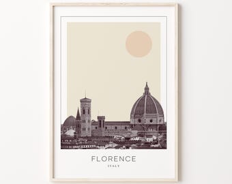 Florence Poster Print, Florence Travel Poster, Florence Minimalistic Wall Art, Florence, Italy