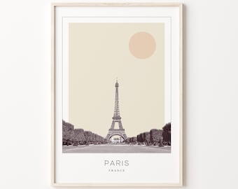 Paris Poster Print, Paris Travel Poster, Paris Minimalistic Wall Art, Paris, France