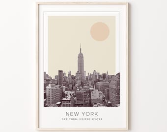 New York Poster Print, New York Travel Poster, New York Minimalistic Wall Art, New York, New York, United States