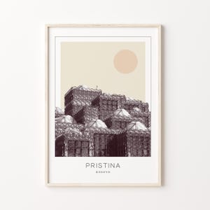 Pristina Poster Druck, Pristina Reiseplakat, Pristina Minimalistische Wandkunst, Pristina, Kosova