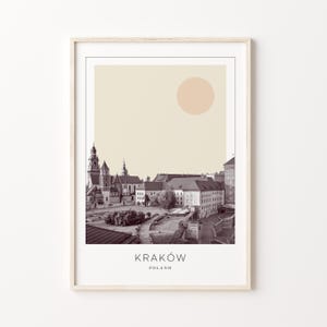 Kraków Poster Print, Kraków Travel Poster, Kraków Minimalistic Wall Art, Kraków, Poland