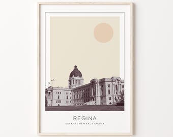 Regina Poster Print, Regina Travel Poster, Regina Minimalistic Wall Art, Regina, Saskatchewan, Canada