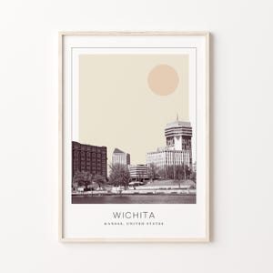 Wichita Poster Print, Wichita Travel Poster, Wichita Minimalistic Wall Art, Wichita, Kansas, United States