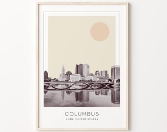 Columbus Poster Print, Columbus Travel Poster, Columbus Minimalistic Wall Art, Columbus, Ohio, United States