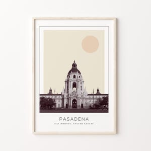 Pasadena Poster Print, Pasadena Travel Poster, Pasadena Minimalistic Wall Art, Pasadena, California, United States