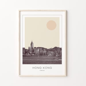Hong Kong Poster Print, Hong Kong Travel Poster, Hong Kong Minimalistic Wall Art, Hong Kong, China
