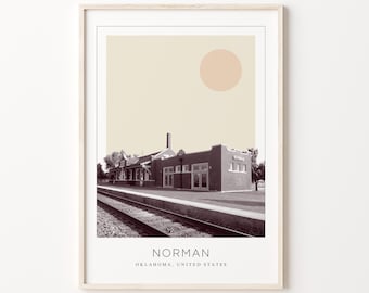 Norman Poster Print, Norman Travel Poster, Norman Minimalistic Wall Art, Norman, Oklahoma, United States