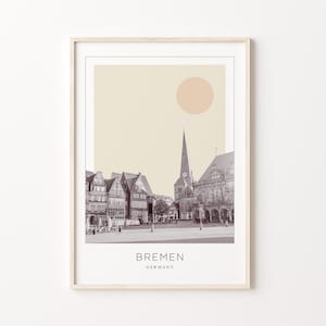 Bremen Poster Print, Bremen Travel Poster, Bremen Minimalistic Wall Art, Bremen, Germany