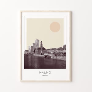 Impresión de cartel de Malmö, cartel de viaje de Malmö, arte minimalista de la pared de Malmö, Malmö, Suecia