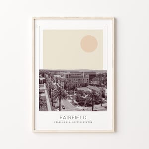 Fairfield Poster Print, Fairfield Travel Poster, Fairfield Minimalistic Wall Art, Fairfield, California, United States