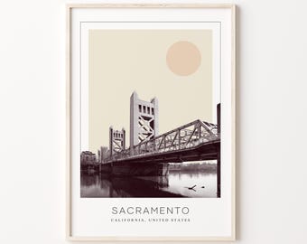 Sacramento Poster Print, Sacramento Travel Poster, Sacramento Minimalistic Wall Art, Sacramento, California, United States