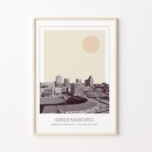 Greensboro Poster Print, Greensboro Travel Poster, Greensboro Minimalistic Wall Art, Greensboro, North Carolina, United States