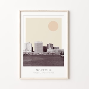 Norfolk Poster Print, Norfolk Travel Poster, Norfolk Minimalistic Wall Art, Norfolk, Virginia, United States
