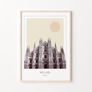 Milan Poster Print, Milan Travel Poster, Milan Minimalistic Wall Art, Milan, Italy