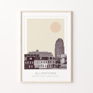 Allentown Poster Print, Allentown Travel Poster, Allentown Minimalistic Wall Art, Allentown, Pennsylvania, United States