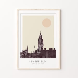 Impression d&#39;affiche de Sheffield, affiche de voyage de Sheffield, art mural minimaliste de Sheffield, Sheffield, Royaume-Uni