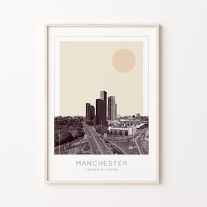 Manchester Poster Print, Manchester Travel Poster, Manchester Minimalistic Wall Art, Manchester, United Kingdom