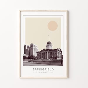 Springfield Poster Print, Springfield Travel Poster, Springfield Minimalistic Wall Art, Springfield, Illinois, United States