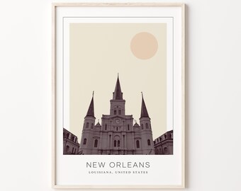 New Orleans Poster Print, New Orleans Travel Poster, New Orleans Minimalistic Wall Art, New Orleans, Louisiana, United States