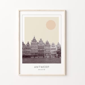 Antwerp Poster Print, Antwerp Travel Poster, Antwerp Minimalistic Wall Art, Antwerp, Belgium