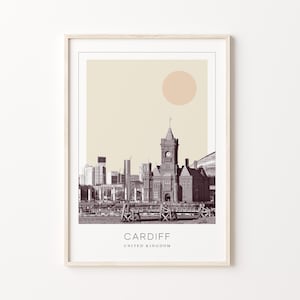 Cardiff Poster Print, Cardiff Travel Poster, Cardiff Minimalistic Wall Art, Cardiff, United Kingdom